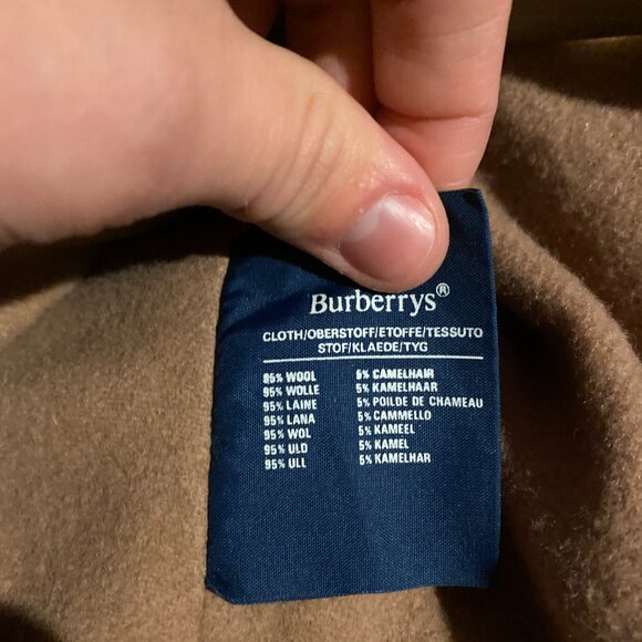 Vintage 90s Burberry Camel Wool Lined Kensington Chelsea Coat Medium Novacheck - Picture 15 of 16